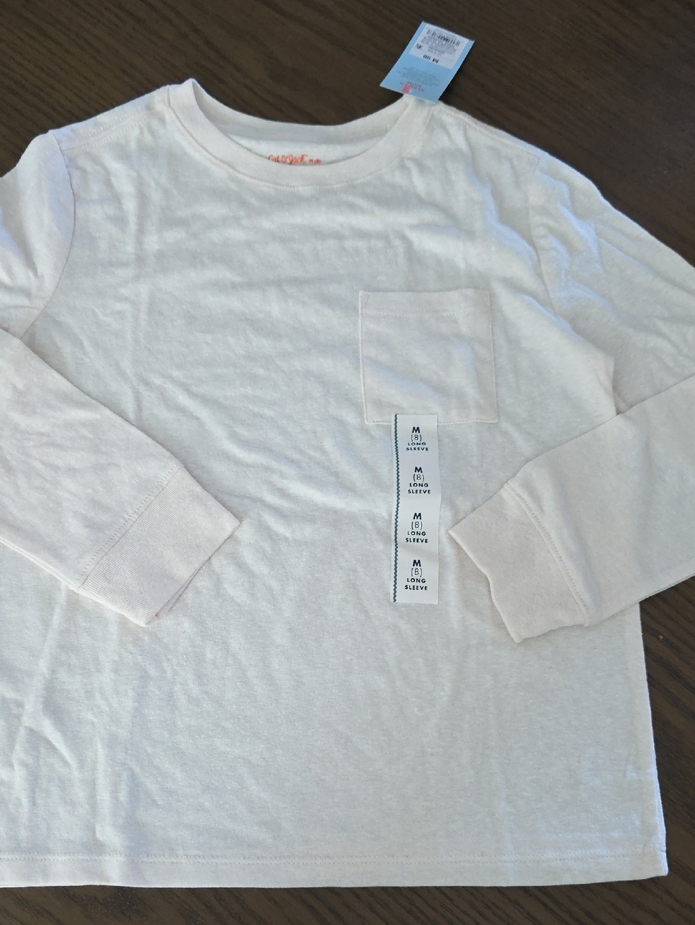 Cat & Jack Long Sleeve Pocket Tee - Light Cream